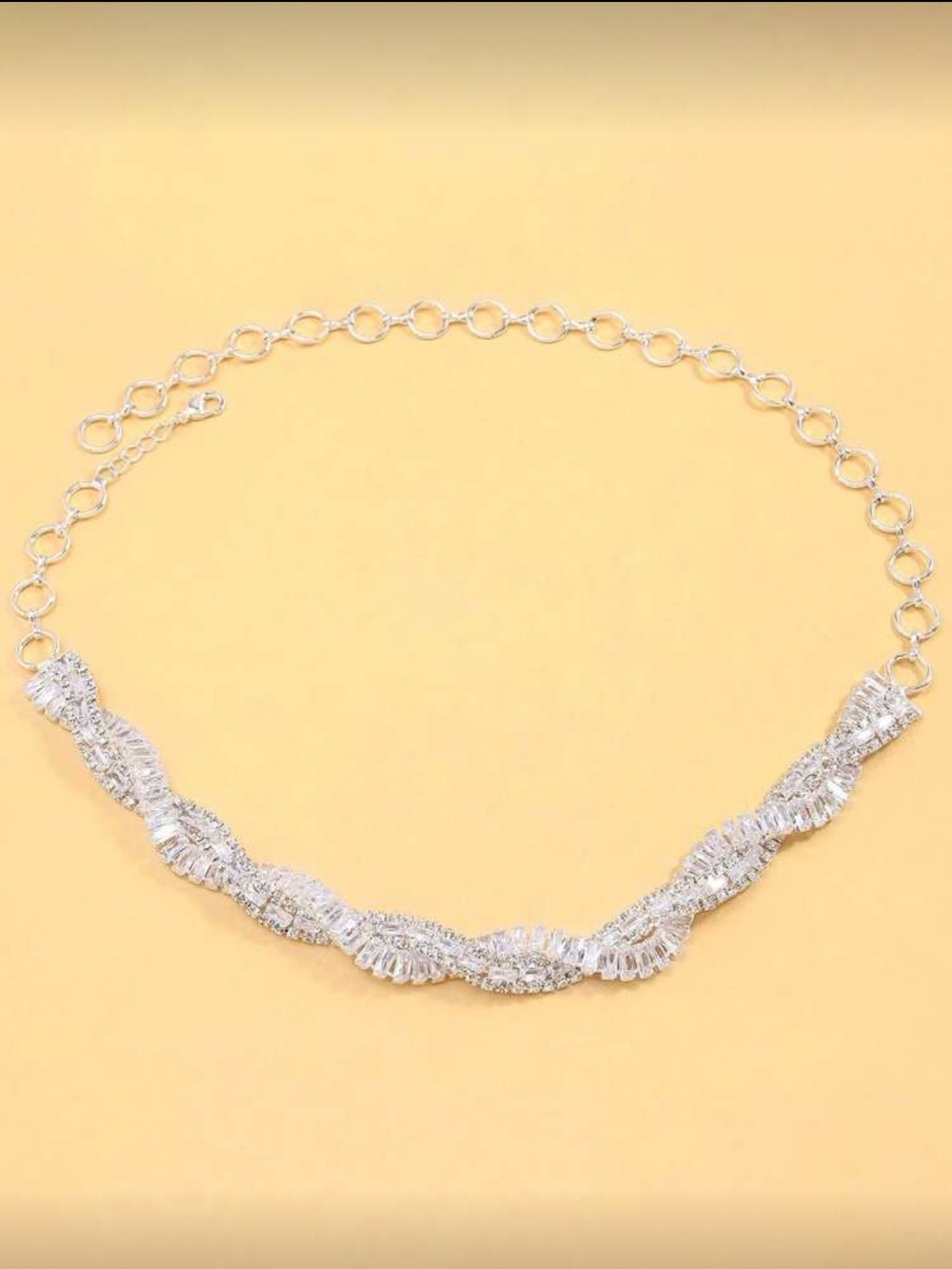 Silver Crystal Baguette Twist Choker - Picture 3 of 4